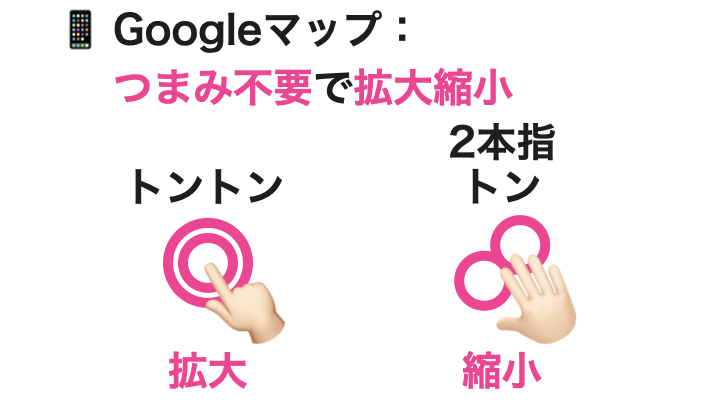Googleマップ:つまみ不要で拡大縮小