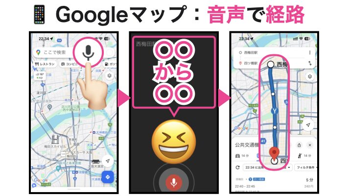 Googleマップ：音声で経路